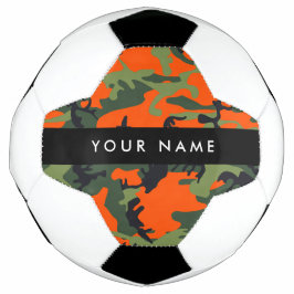 Orange Camouflage Pattern, Ihr Name, Personalisier Fußball