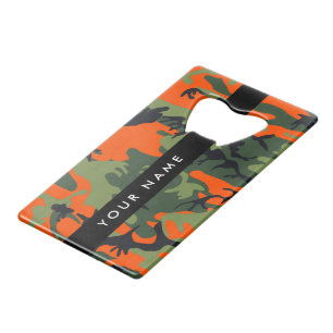 Orange Camouflage Pattern, Ihr Name, Personalisier Geldbeutel Flaschenöffner
