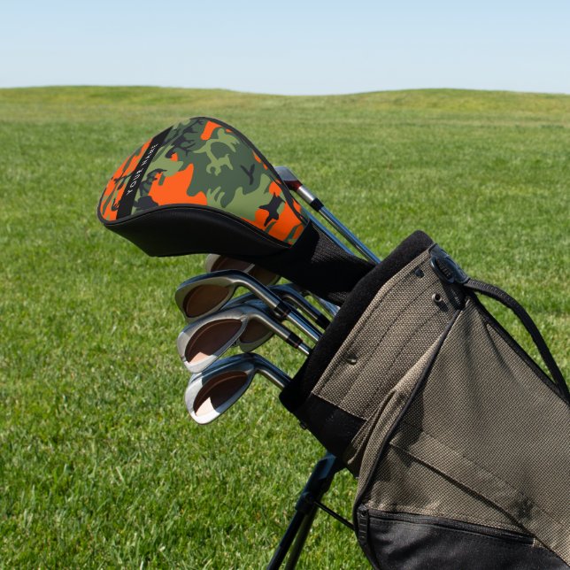 Orange Camouflage Pattern, Ihr Name, Personalisier Golf Headcover (In SItu)