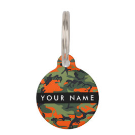 Orange Camouflage Pattern, Ihr Name, Personalisier Haustiermarke
