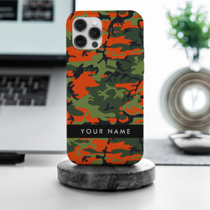 Orange Camouflage Pattern, Ihr Name, Personalisier iPhone 15 Pro Max Hülle