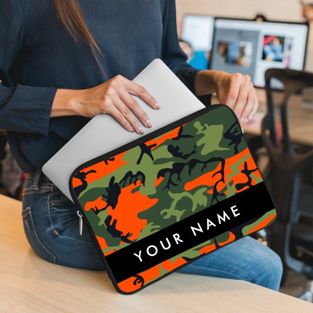 Orange Camouflage Pattern, Ihr Name, Personalisier Laptopschutzhülle (Von Creator hochgeladen)