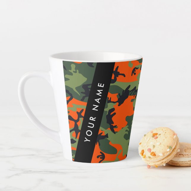 Orange Camouflage Pattern, Ihr Name, Personalisier Milchtasse (Beispiel)