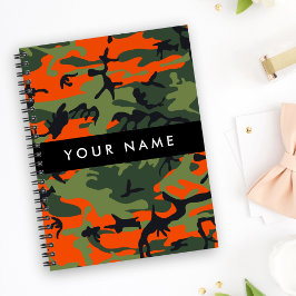 Orange Camouflage Pattern, Ihr Name, Personalisier Notizbuch