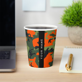 Orange Camouflage Pattern, Ihr Name, Personalisier Pappbecher