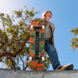 Orange Camouflage Pattern, Ihr Name, Personalisier Skateboard