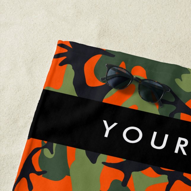 Orange Camouflage Pattern, Ihr Name, Personalisier Strandtuch (Beispiel)