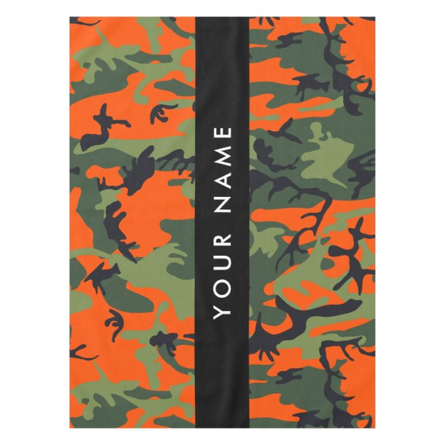 Orange Camouflage Pattern, Ihr Name, Personalisier Tischdecke (Vorderseite)