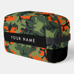 Orange Camouflage Pattern, Ihr Name, Personalisier Waschbeutel