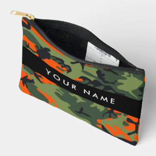 Orange Camouflage Pattern, Ihr Name, Personalisier Zubehörtasche