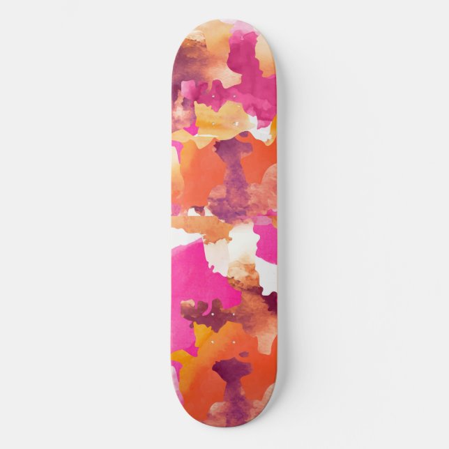 Orange Camouflage Skateboard (Vorderseite)