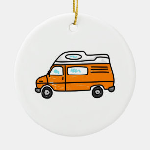 Orange Campervan Keramikornament
