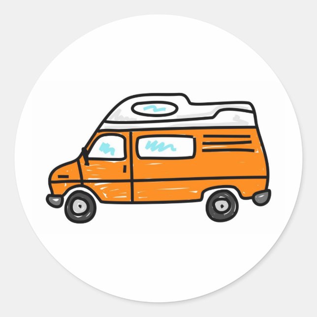 Orange Campervan Runder Aufkleber (Vorderseite)