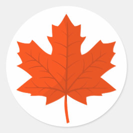 Orange Canadian Maple Tree Leaf Runder Aufkleber