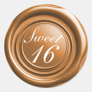 Orange Candle Wax Siegel Tropfen Sweet 16 Wedding Runder Aufkleber