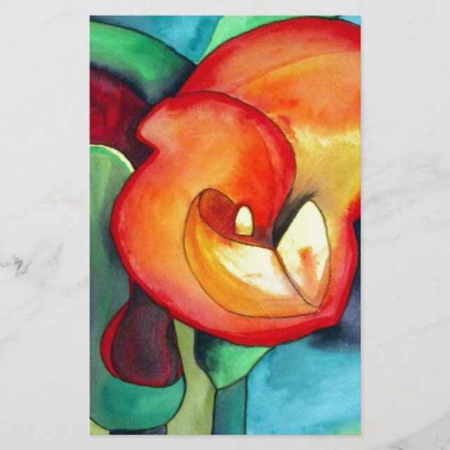 Orange Canna lia Blume Originale Aquarellkunst (Vorderseite)
