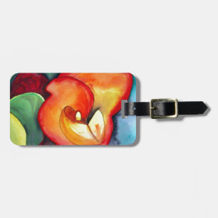 Orange Canna lia Blume Originale Aquarellkunst Gepäckanhänger