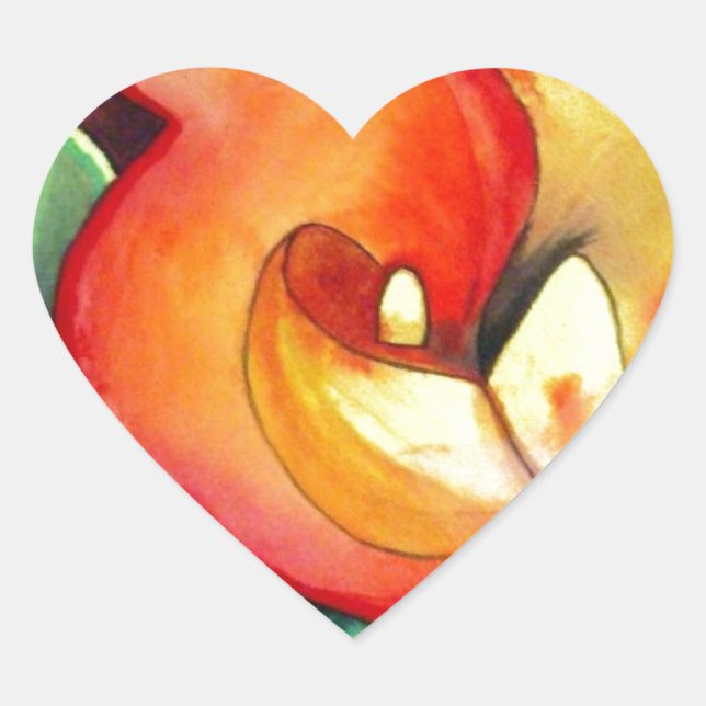 Orange Canna lia Blume Originale Aquarellkunst Herz-Aufkleber (Vorderseite)