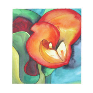 Orange Canna lia Blume Originale Aquarellkunst Notizblock