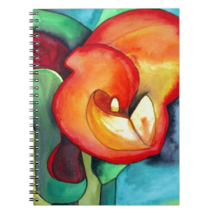 Orange Canna lia Blume Originale Aquarellkunst Notizblock