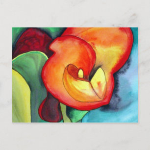 Orange Canna Lilie Originale Aquarellkunst Postkarte