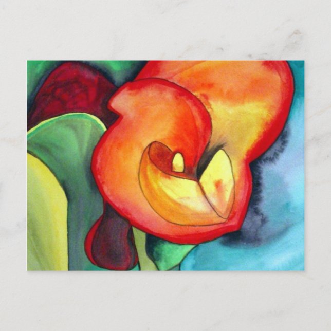 Orange Canna Lilie Originale Aquarellkunst Postkarte (Vorderseite)