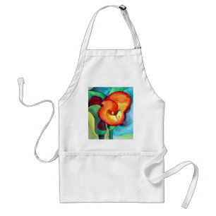 Orange Canna Lilie Originale Aquarellkunst Schürze
