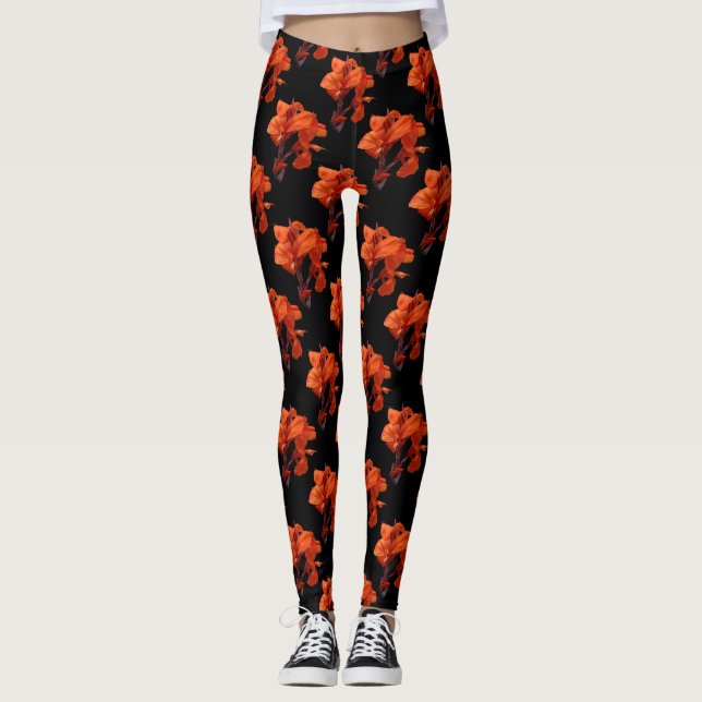 Orange Canna Lilies Leggings (Vorderseite)