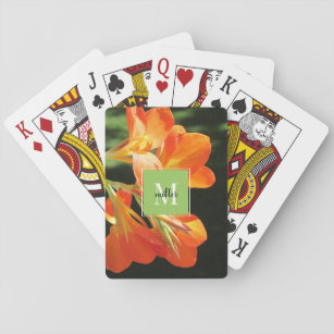 Orange Canna Lily Monogram Playing Cards Spielkarten