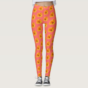 Orange Cape Daisy gegen lebende Korallen Hintergru Leggings