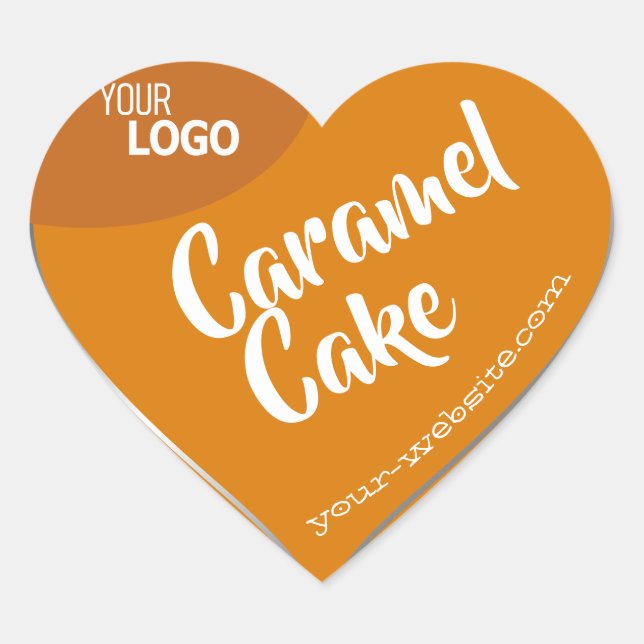 Orange Caramel Silver Frame Logo Template Baking Herz-Aufkleber (Vorderseite)
