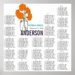 Orange Carnation Moderne Mason Jar Seekarte Poster