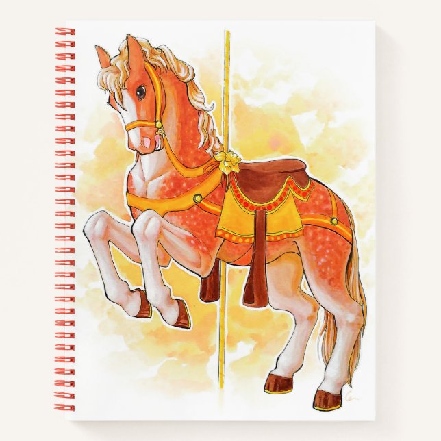 Orange Carousel Horse Notebook Notizbuch (Vorderseite)