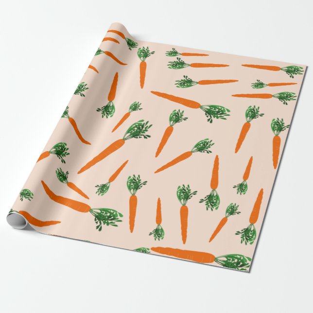 Orange Carrot Pattern Geschenkpapier (Ungerollt)