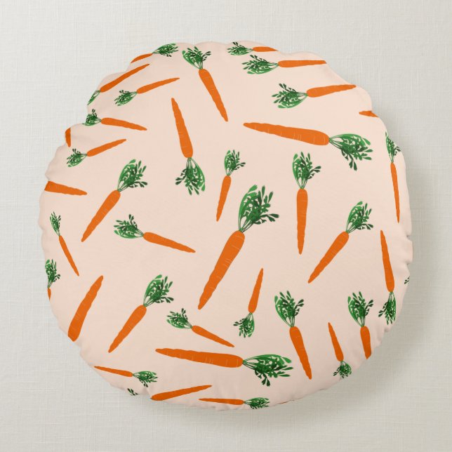 Orange Carrot Pattern Rundes Kissen (Vorderseite)