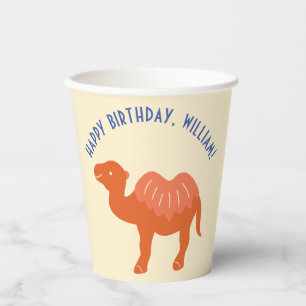 Orange Cartoon Camel Birthday Party Personalisiert Pappbecher
