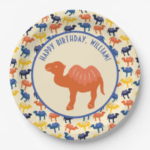 Orange Cartoon Camel Birthday Party Personalisiert