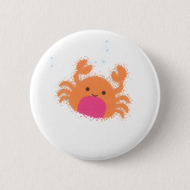Orange Cartoon Crab Button (Vorderseite)