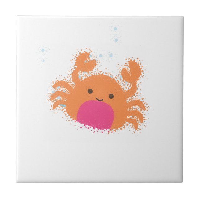 Orange Cartoon Crab Fliese (Vorderseite)