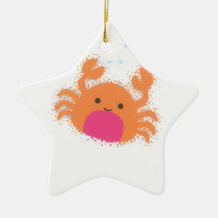 Orange Cartoon Crab Keramikornament