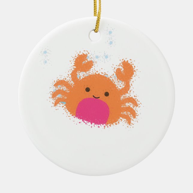 Orange Cartoon Crab Keramikornament (Vorne)