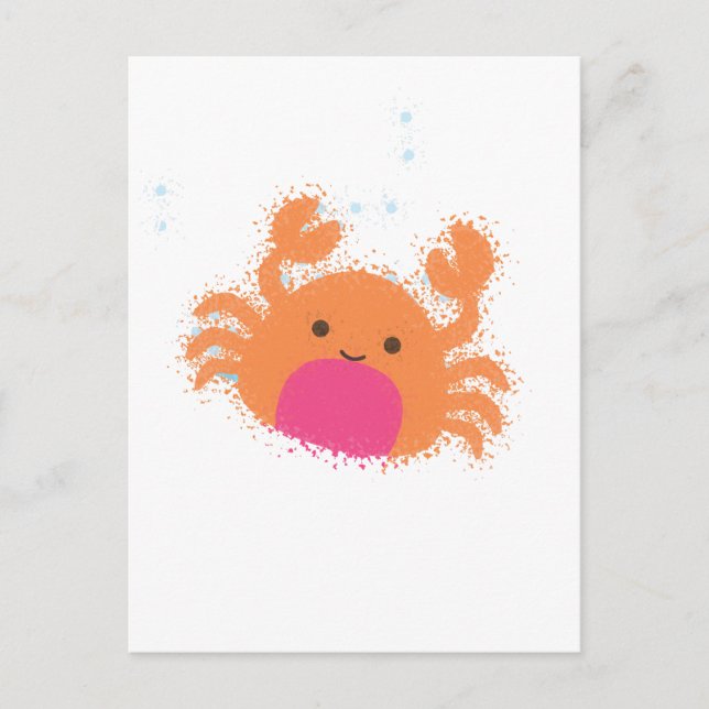 Orange Cartoon Crab Postkarte (Vorderseite)