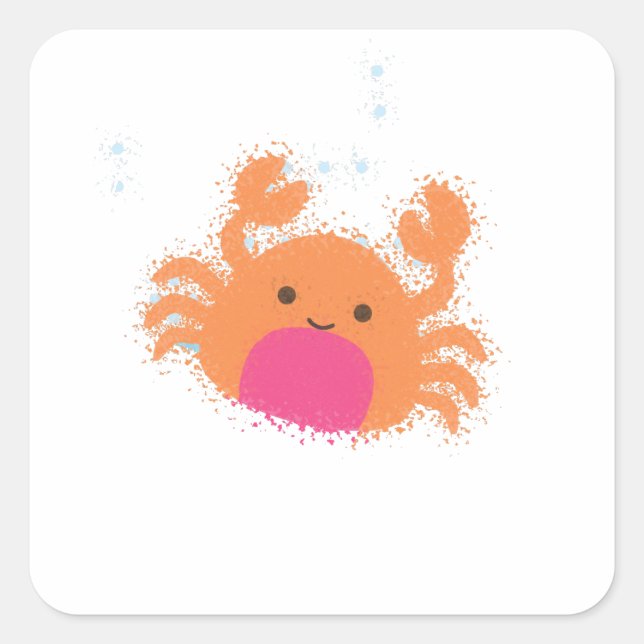 Orange Cartoon Crab Quadratischer Aufkleber (Vorderseite)