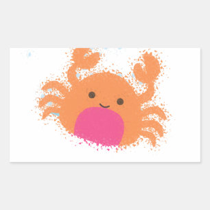 Orange Cartoon Crab Rechteckiger Aufkleber