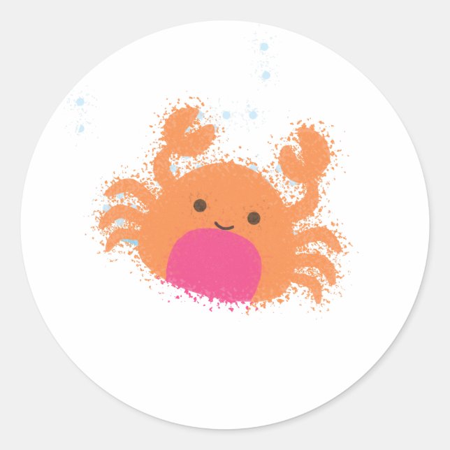 Orange Cartoon Crab Runder Aufkleber (Vorderseite)