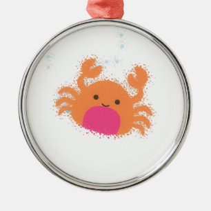 Orange Cartoon Crab Silbernes Ornament