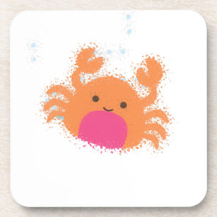 Orange Cartoon Crab Untersetzer