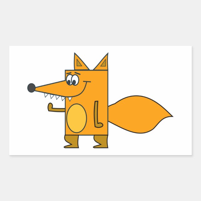 Orange Cartoon Fox Rechteckiger Aufkleber (Vorderseite)