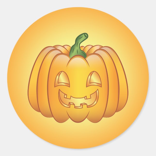 Orange Cartoon Halloween Pumpkin Runder Aufkleber (Vorderseite)