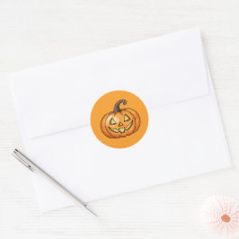Orange Cartoon Kürbislaterne Pumpkin Halloween Runder Aufkleber
